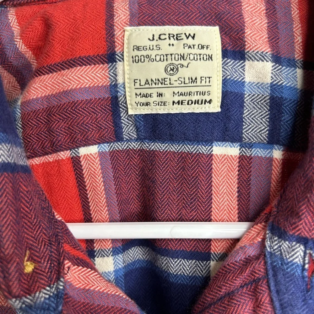 J. Crew Red and Blue Plaid Flannel Casual Shirt Cabincore Outdoor Picnic Comfy